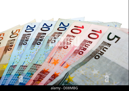 Valuta diversa di carta moneta in euro Foto Stock