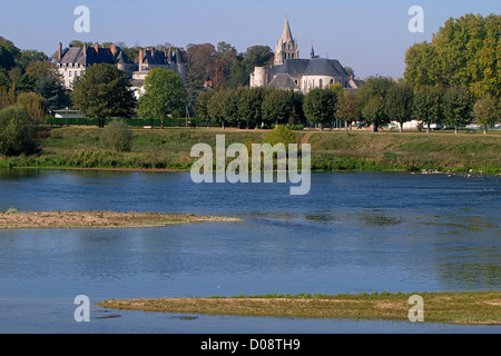 CHATEAU E LA CHIESA COLLEGIATA DI MEUNG-SUR-LOIRE LOIRET (45) FRANCIA Foto Stock