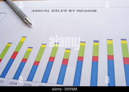 Equipaggiamento finanziario e grafici, visualizzazione concetto aziendale Foto Stock