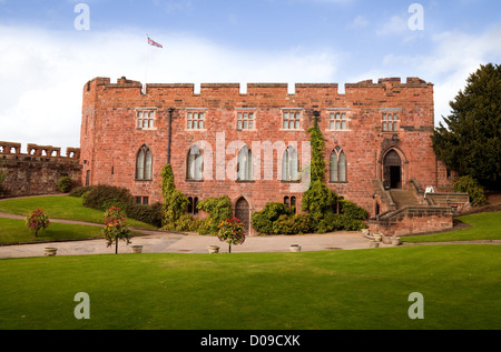 Shrewsbury, castello del XI secolo la costruzione di pietra arenaria, Shrewsbury Shropshire REGNO UNITO Foto Stock