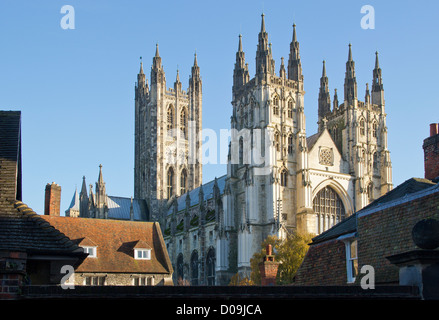 La Cattedrale di Canterbury England Regno Unito. La vista dal palazzo Street. Foto Stock