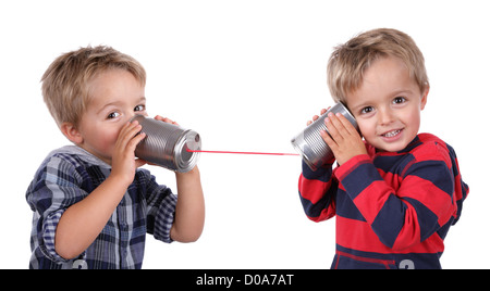 Telefono del barattolo di latta Foto Stock