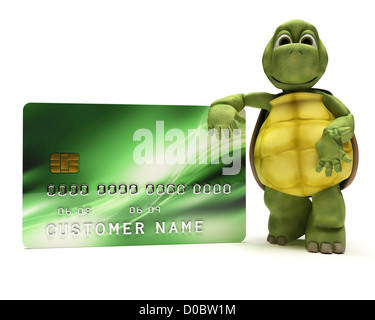 3D Render di tartaruga con carta di credito Foto Stock