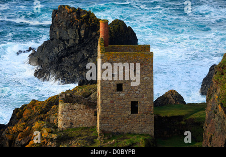 Il motore Case, Crown Miniere di Botallack, Cornwall. Foto Stock