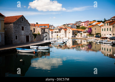 Porto baia di Vrboska città sull isola di Hvar Croazia Foto Stock