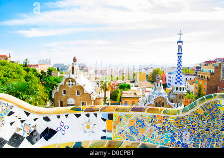 Vista da un famoso parco di Barcellona - Guell Foto Stock