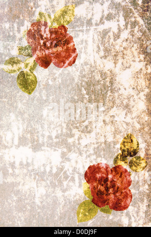 Grunge elogiativo card con fiori sull'ordine di antichità. Foto Stock