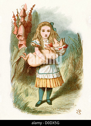 Il maiale Baby, da Lewis Carroll storia di Alice nel paese delle meraviglie, illustrazione di Sir John Tenniel 1871 Foto Stock