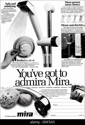 Originale degli anni ottanta per la pubblicità a mezzo stampa dal consumatore inglese magazine pubblicità Mira con doccia elettrica Foto Stock