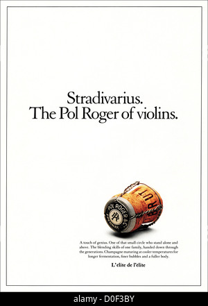 Originale degli anni ottanta per la pubblicità a mezzo stampa dal consumatore inglese pubblicità su riviste Pol Roger champagne Foto Stock