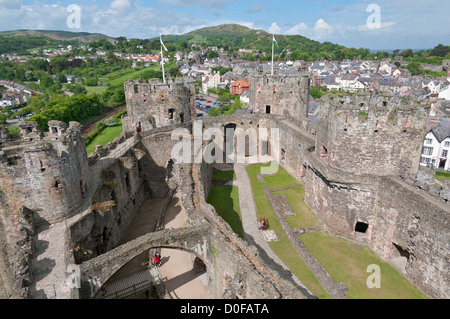 Il Galles, Conwy, Conwy Castle date da 13C Foto Stock