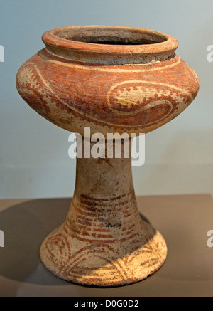 Ceramiche dipinte vaso di terracotta Ban Chiang periodo 300 BC - 200 D.C. Museo Thailandia Bangkok Foto Stock