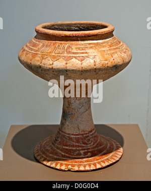 Ceramiche dipinte vaso di terracotta Ban Chiang periodo 300 BC - 200 D.C. Museo Thailandia Bangkok Foto Stock