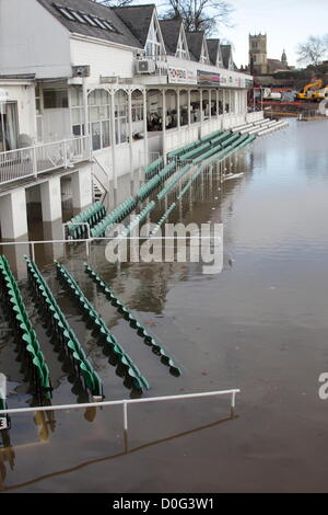 Worcestershire County Cricket Ground in profonda flood, Worcester REGNO UNITO Foto Stock