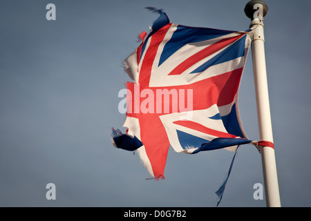 Strappati Union Jack Flag Foto Stock