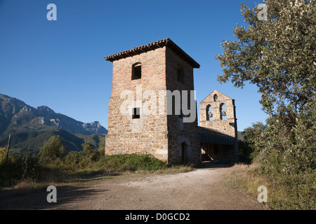 Campanile, Monastero di Santo Toribio de Liébana - Distretto di Liébana, Cantabria, SPAGNA Foto Stock