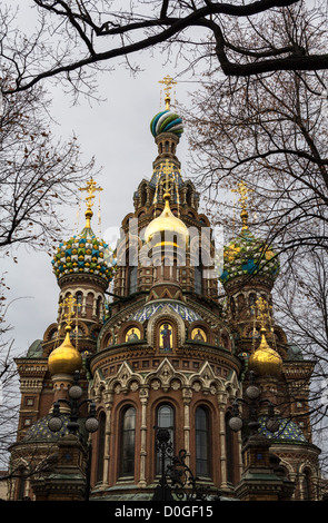La Chiesa del Salvatore sul Sangue versato a San Pietroburgo, Russia Foto Stock