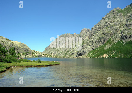 Lac de Melu nella Restonica gole, Corsica Foto Stock