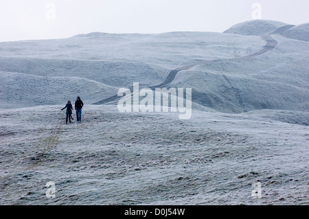 La gente a spasso per le Malvern Hills. Foto Stock