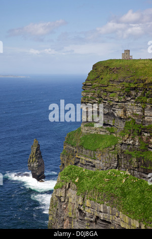 Il 214-metro alte scogliere di Moher nella contea di Clare Irlanda sono più visitati in attrazione naturale. Foto Stock