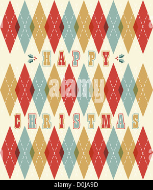 Felice Natale retrò geometrica pattern perfetta illustrazione dello sfondo. EPS 8 vettore, in modo pulito e costruito con nessuna forma aperta o colpi. Raggruppati e ordinati in strati per operazioni di editing semplici. Foto Stock