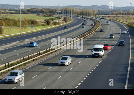 Traffico leggero sulla M56 Autostrada nel Cheshire Regno Unito Foto Stock
