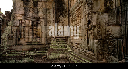 Il Tempio di Preah Kahn nella giungla di templi di Angkor a Siem Reap in Cambogia nel sud-est asiatico. Storia della Cambogia Travel Foto Stock