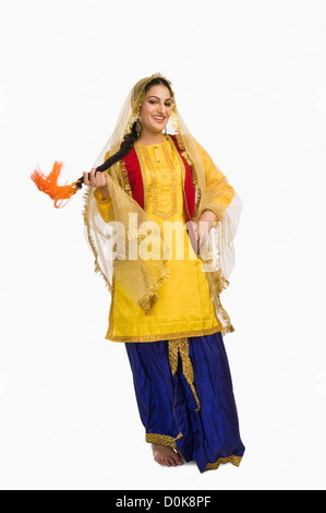 La donna nel tradizionale abito Punjabi Foto Stock