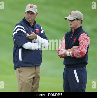 Stewart Cink il 2010 Ryder Cup tenutasi al Celtic Mar ResortPractice giorno Newport, Galles Foto Stock