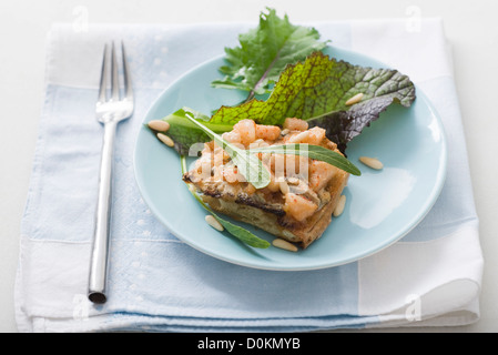 Warm aprire panini con gorgonzola e pere Foto Stock