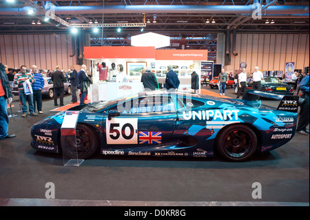 Jaguar XJ220 Le Mans auto sportiva al 2012 Classic Motor Show, NEC, Birmignham, West Midlands Foto Stock