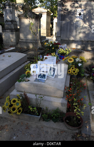 La tomba di Marie Trintignant situato nel cimitero di Pere Lachaise, Parigi, Francia Foto Stock