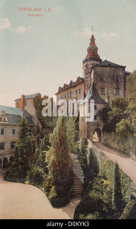Una vista di Friedland in una vecchia cartolina postale Foto Stock