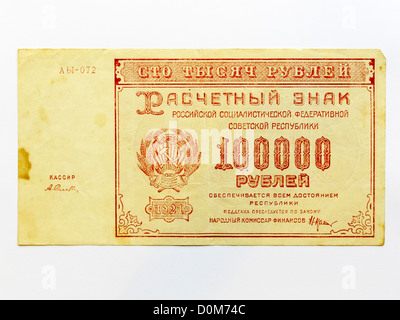 10000 Diecimila-Diecimila rublo russo rublo banconota 1921 problema Foto Stock