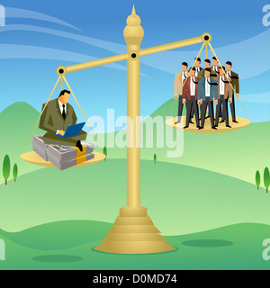 Imprenditori sul pentole di equilibrio Foto Stock