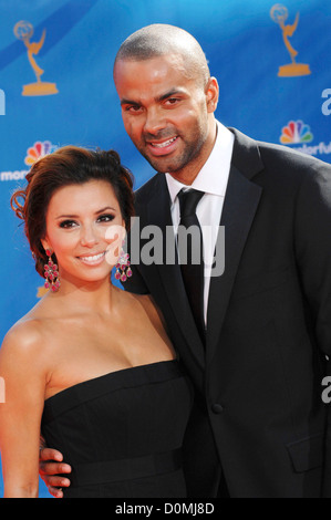 Eva Longoria Parker e Tony Parker La sessantaduesima annuale di Primetime Emmy Awards tenutosi presso il Nokia Theater L.A. Vive a Los Angeles, Foto Stock