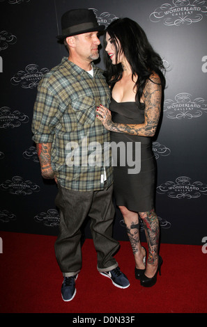 Jesse James e Kat Von D due mondi dell'arte si scontrano con il debutto di kat von d's Wonderland gallery terrà Wonderland gallery West Foto Stock