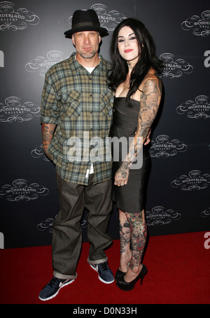 Jesse James e Kat Von D due mondi dell'arte si scontrano al debutto di kat von d's Wonderland gallery presso la galleria Wonderland Foto Stock