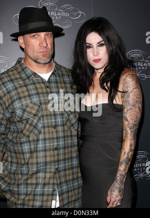 Jesse James e Kat Von D due mondi dell'arte si scontrano al debutto di kat von d's Wonderland gallery presso la galleria Wonderland Foto Stock