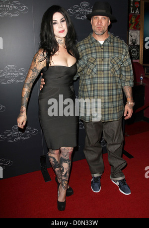 Kat Von D e Jesse James due mondi dell'arte si scontrano al debutto di kat von d's Wonderland gallery presso la galleria Wonderland Foto Stock