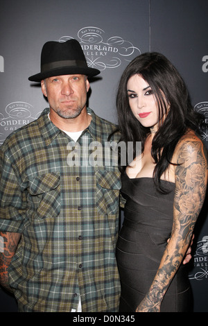 Jesse James e Kat Von D due mondi dell'arte si scontrano al debutto di kat von d's Wonderland gallery presso la galleria Wonderland Foto Stock