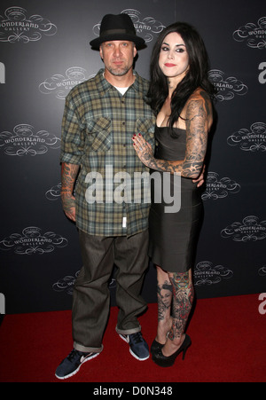 Jesse James e Kat Von D due mondi dell'arte si scontrano al debutto di kat von d's Wonderland gallery presso la galleria Wonderland Foto Stock