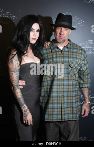 Jesse James e Kat Von D due mondi dell'arte si scontrano al debutto di kat von d's Wonderland gallery presso la galleria Wonderland Foto Stock