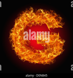 Lettera di fuoco G Foto Stock