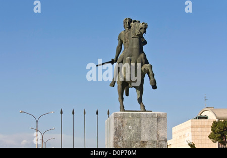 Statua di Alessandro Magno a Salonicco in Grecia Foto Stock