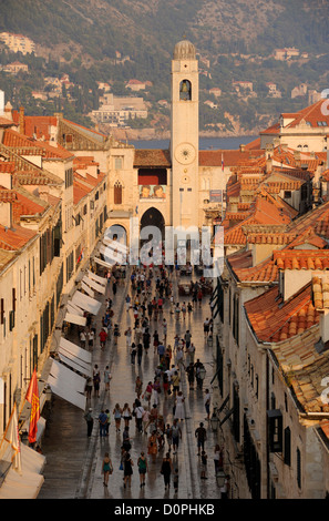 Croazia, Dubrovnik, città vecchia, Stradun Foto Stock