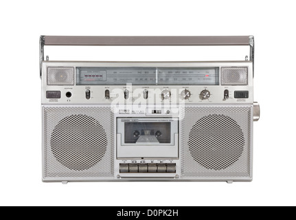 Vecchia Cassetta portatile stereo isolato con percorso di clipping. Foto Stock