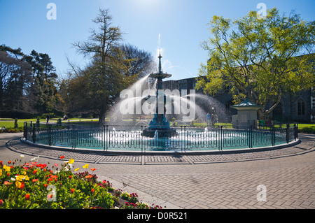 Il Pavone Fontana, Hagley Park, Christchurch, Canterbury, South Island, in Nuova Zelanda. Foto Stock