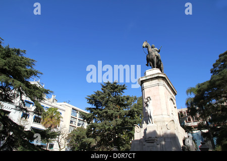 Statua di Bruno Mauricio de Zabala nella Plaza Zabala a Montevideo, Uruguay Sud America. Foto Stock