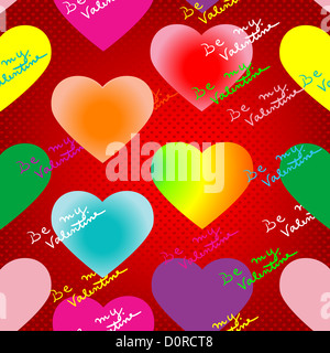 Cuori di san valentino e pattern di testo Foto Stock